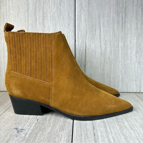 Marc Fisher Yarita Brown Suede Leather Pointed Ankle Booties Women’s Size 8 M - Picture 3 of 10